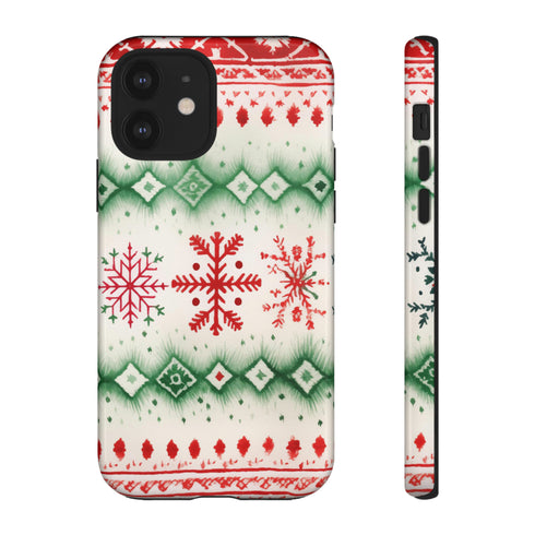 Icelandic Watercolor inspired by Christmas Sweaters - Impact Resistant Phone Case iPhone 12 Glossy